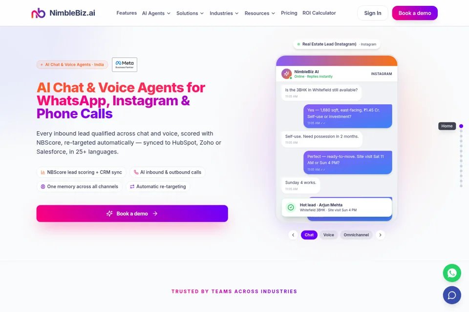 Aperçu de la landing page
