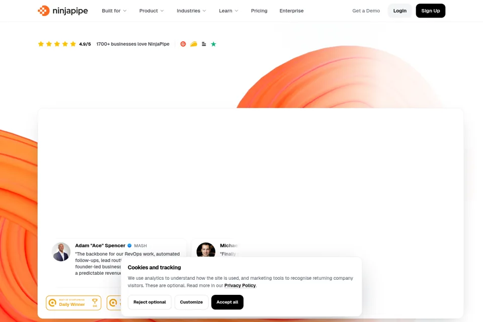 Aperçu de la landing page