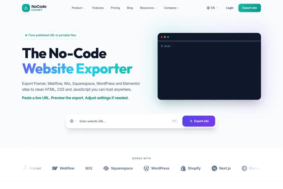 Aperçu de la landing page