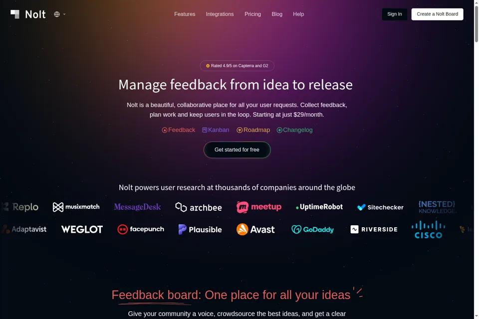 Aperçu de la landing page
