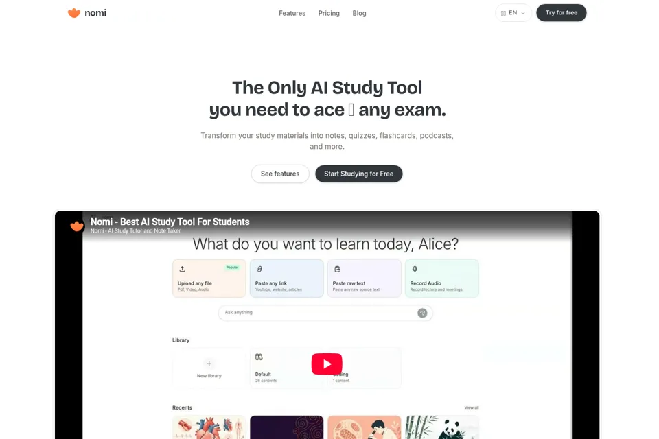 Aperçu de la landing page