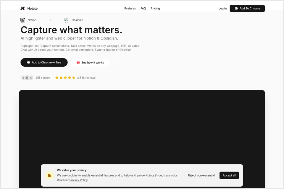 Aperçu de la landing page