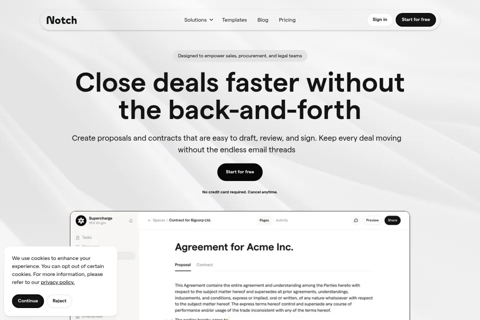 Aperçu de la landing page