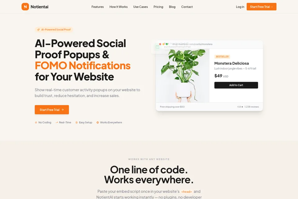 Aperçu de la landing page