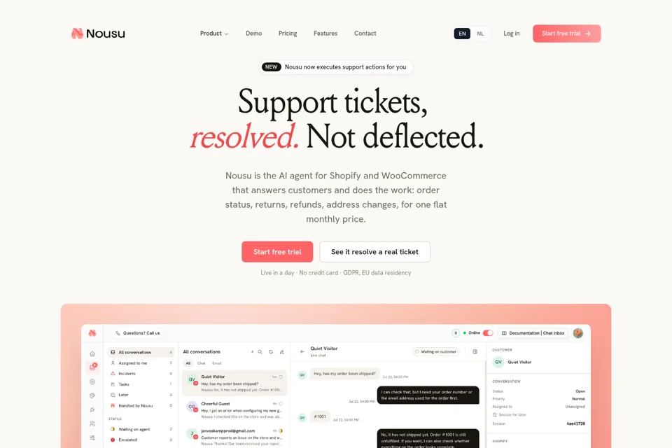Aperçu de la landing page