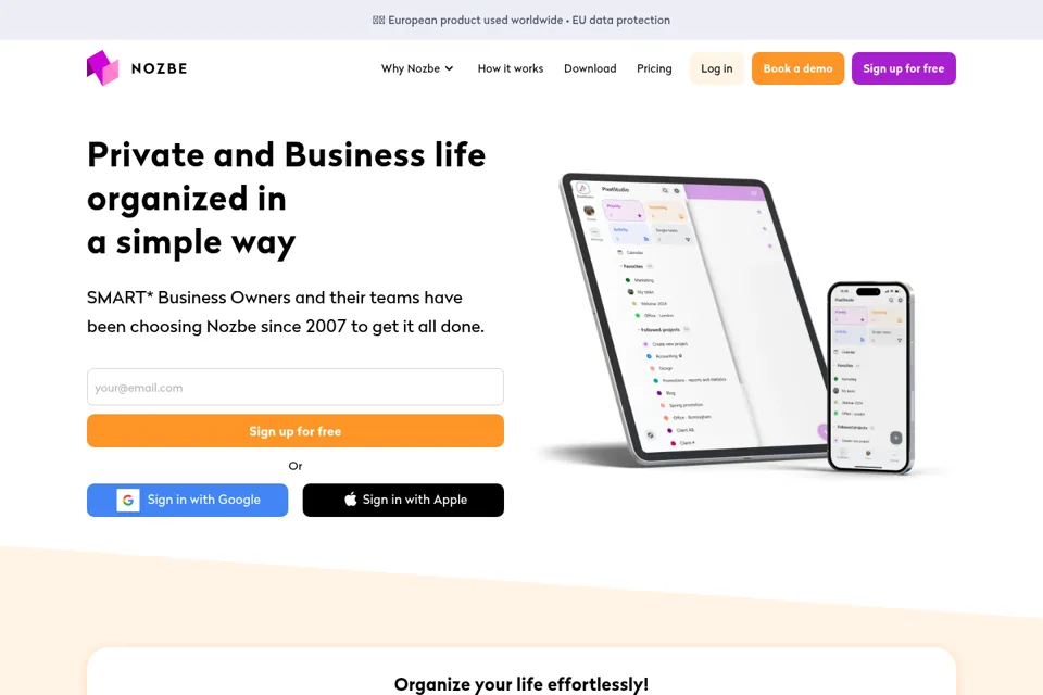 Aperçu de la landing page