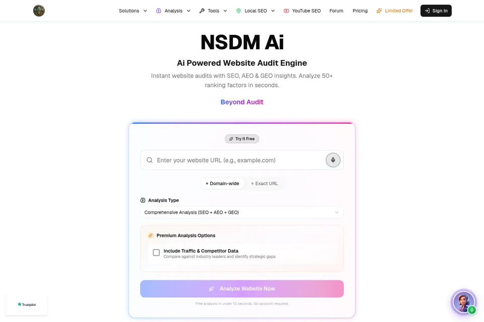 Aperçu de la landing page