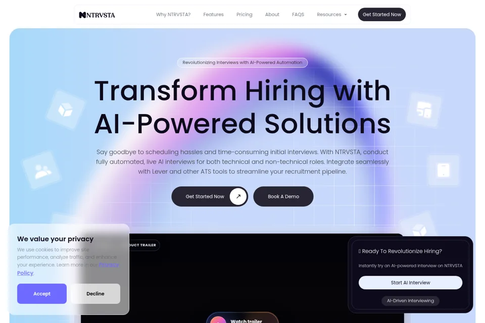 Aperçu de la landing page