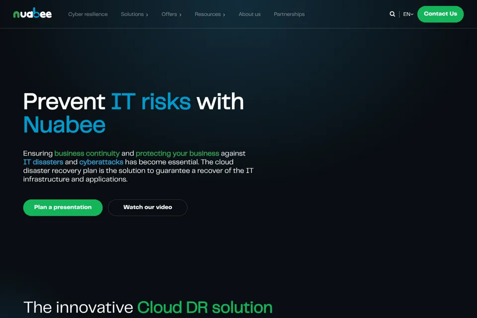 Aperçu de la landing page