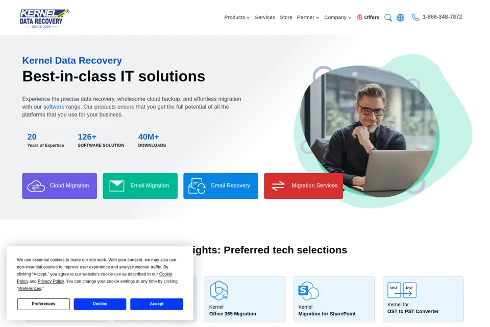 Aperçu de la landing page