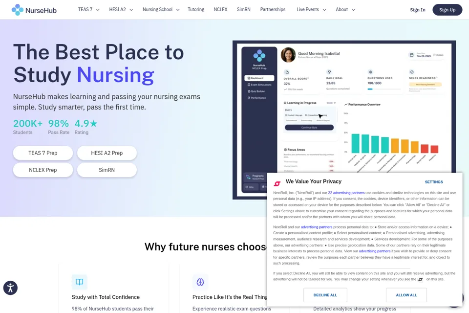 Aperçu de la landing page