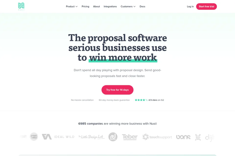 Aperçu de la landing page