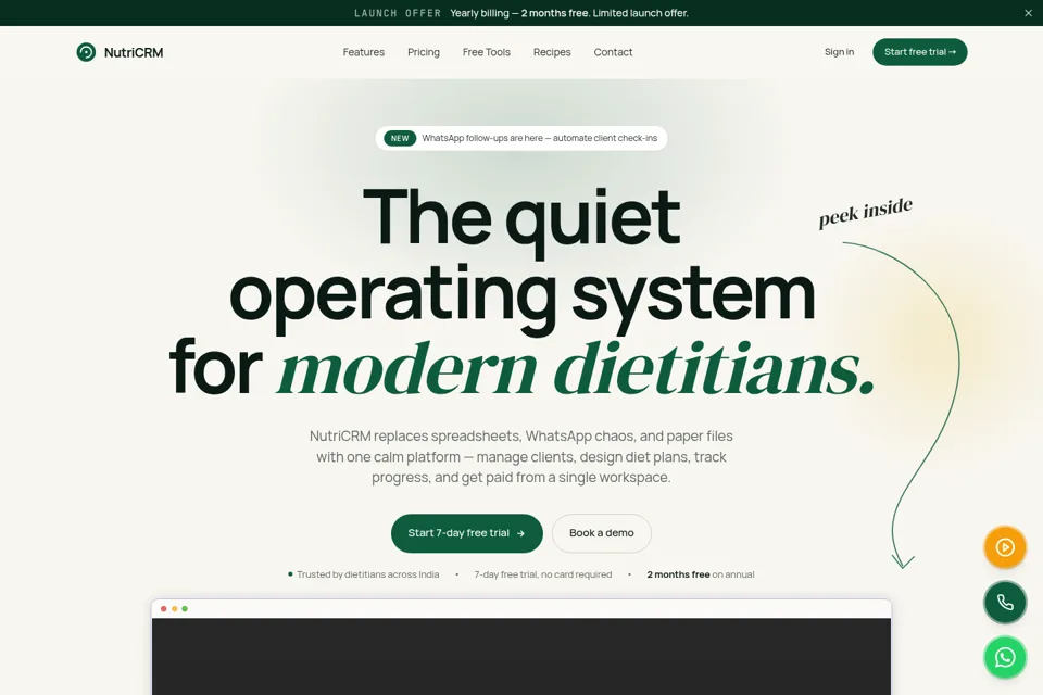 Aperçu de la landing page