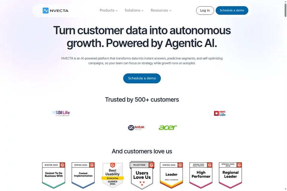 Aperçu de la landing page