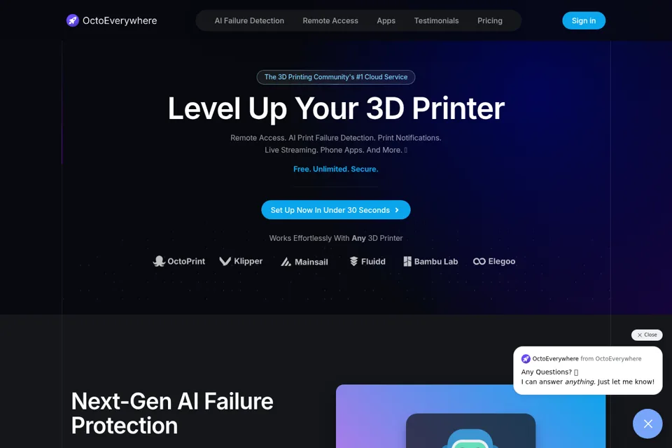 Aperçu de la landing page