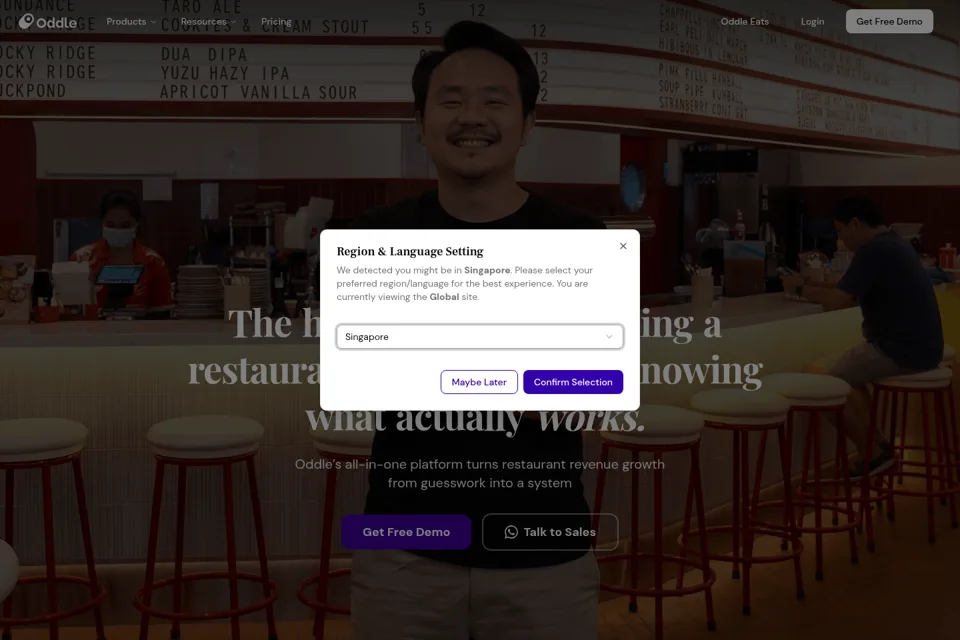 Aperçu de la landing page