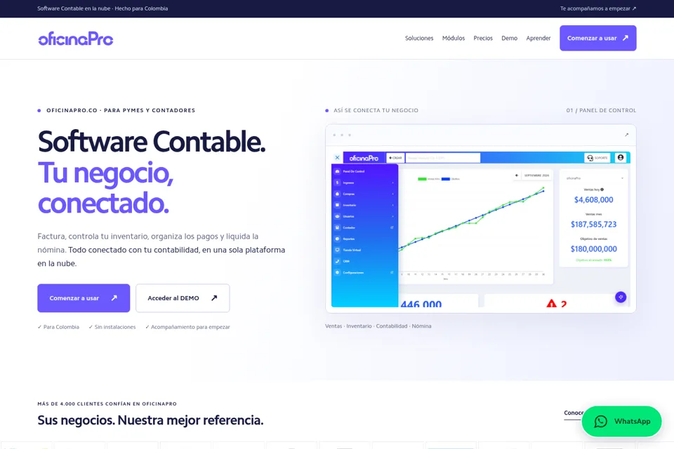 Aperçu de la landing page