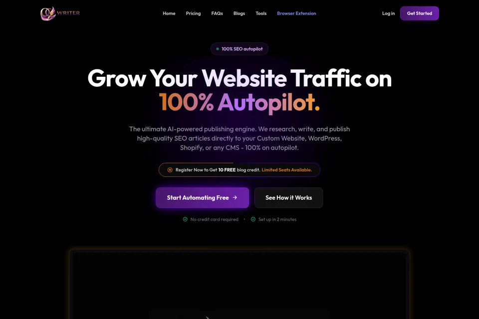 Aperçu de la landing page