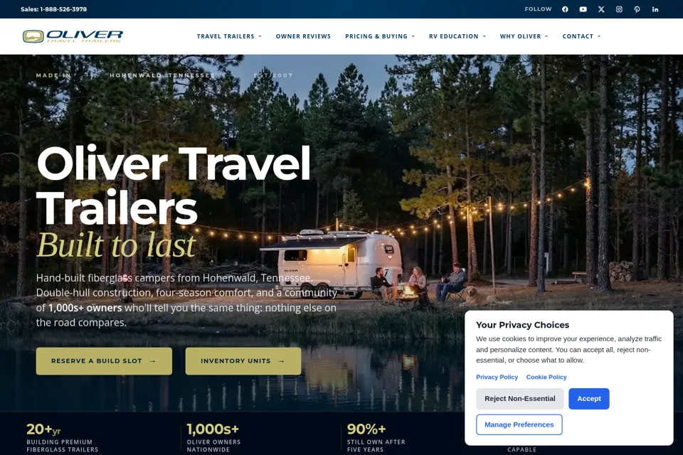 Aperçu de la landing page