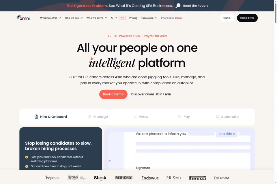 Aperçu de la landing page