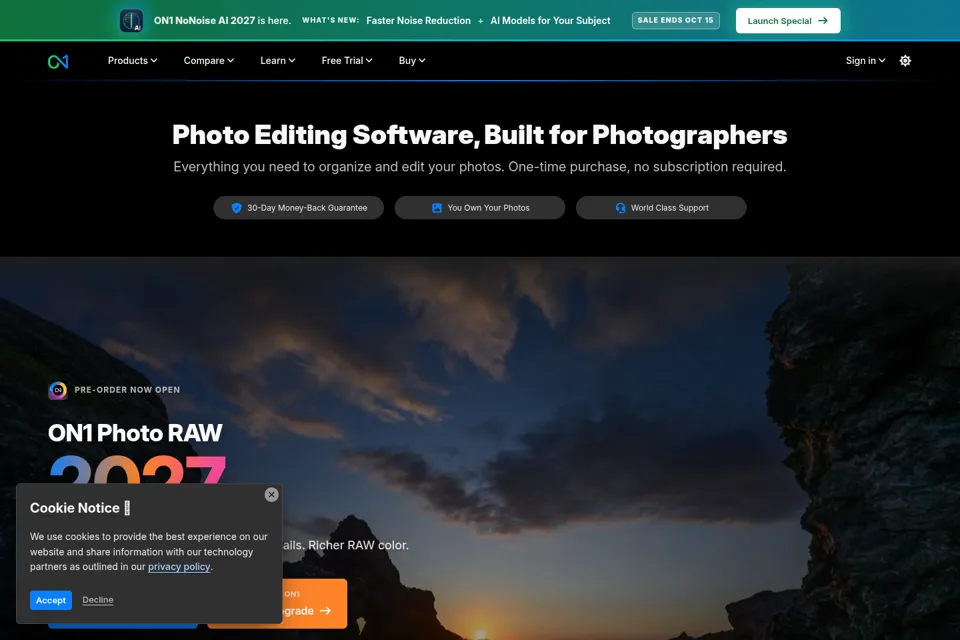 Aperçu de la landing page