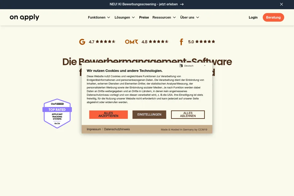 Aperçu de la landing page