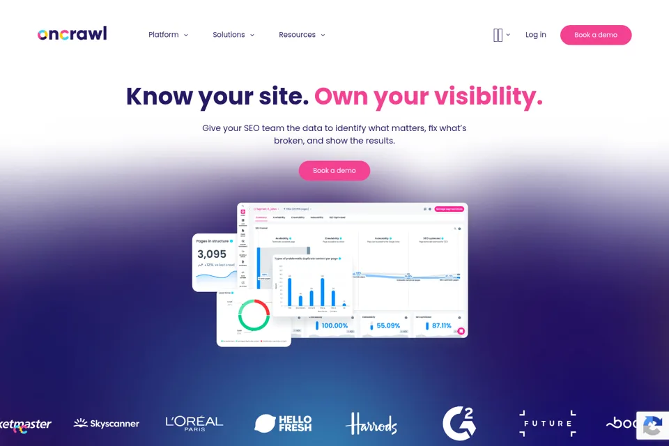 Aperçu de la landing page