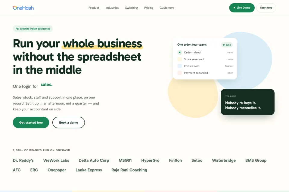 Aperçu de la landing page