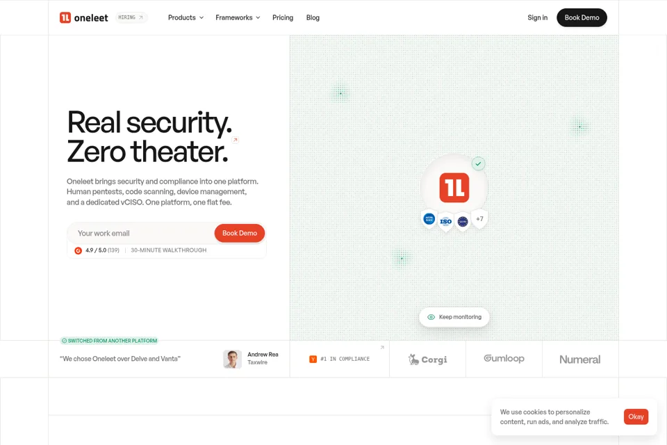 Aperçu de la landing page