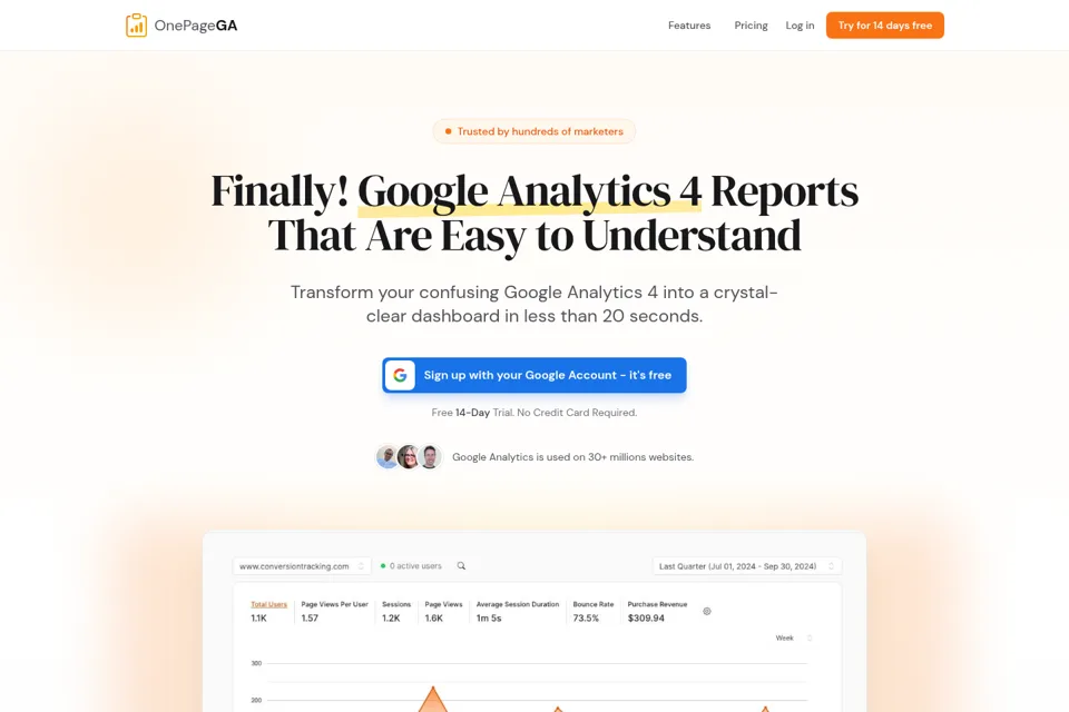 Landing page preview
