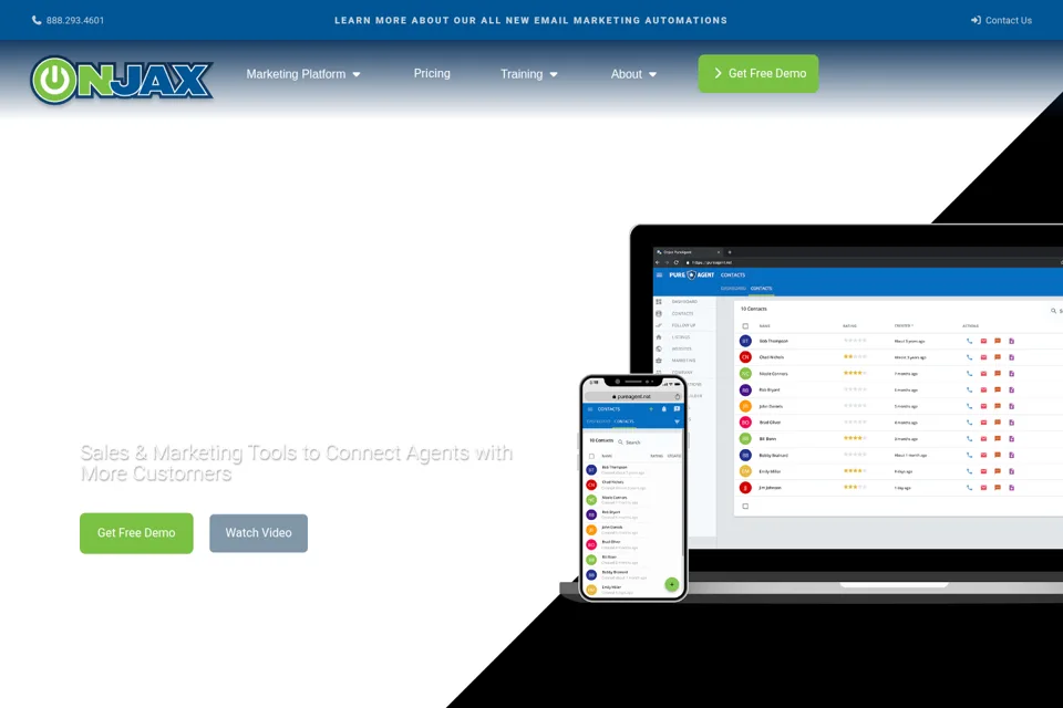 Aperçu de la landing page