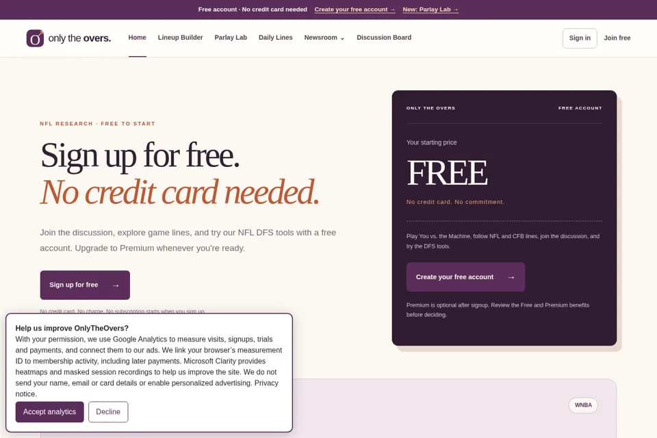 Aperçu de la landing page