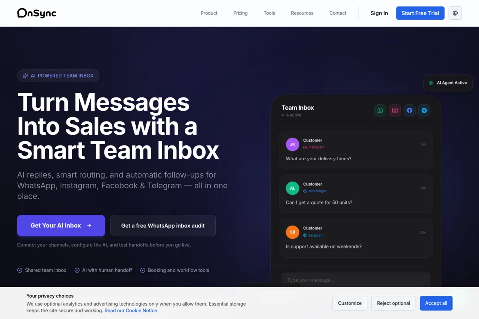 Aperçu de la landing page
