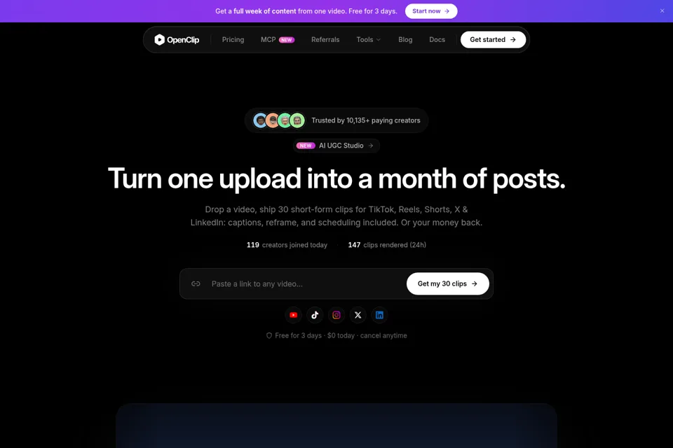 Aperçu de la landing page