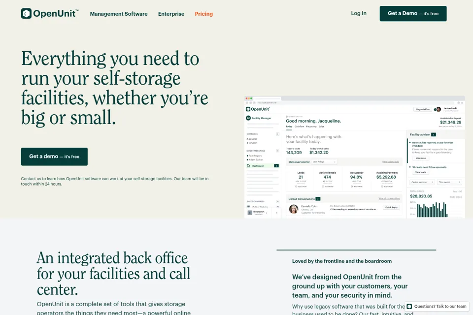 Aperçu de la landing page