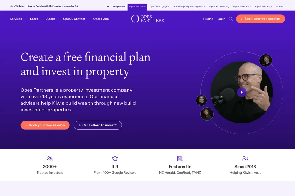 Aperçu de la landing page