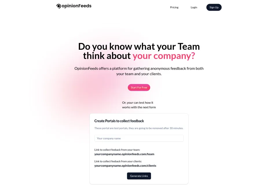 Aperçu de la landing page