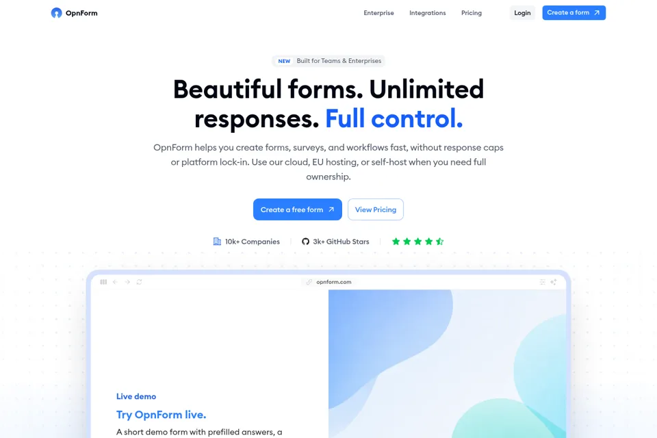 Landing page preview