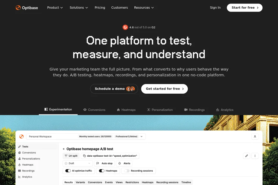 Aperçu de la landing page