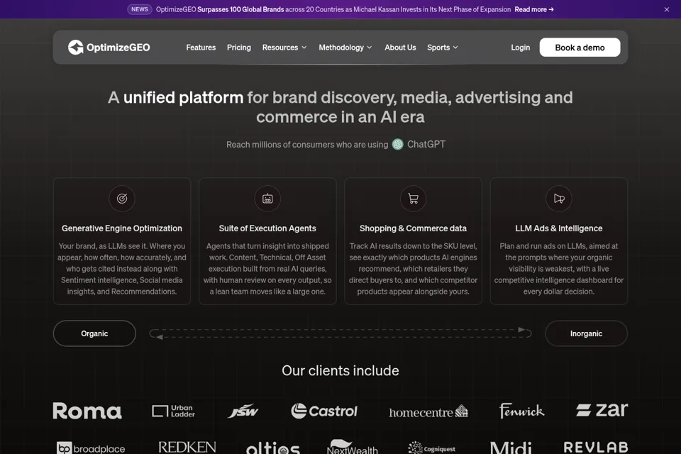 Aperçu de la landing page