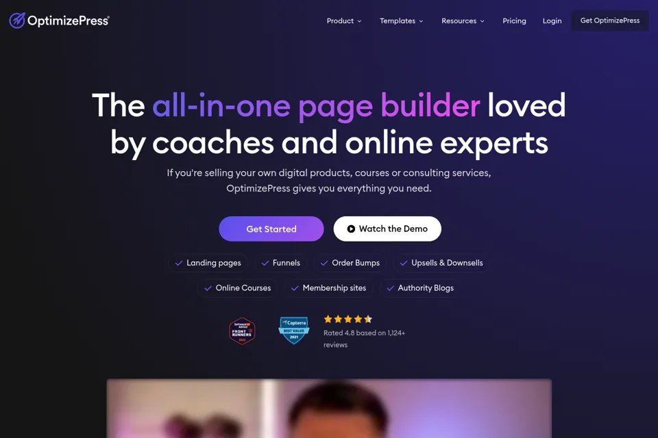 Aperçu de la landing page