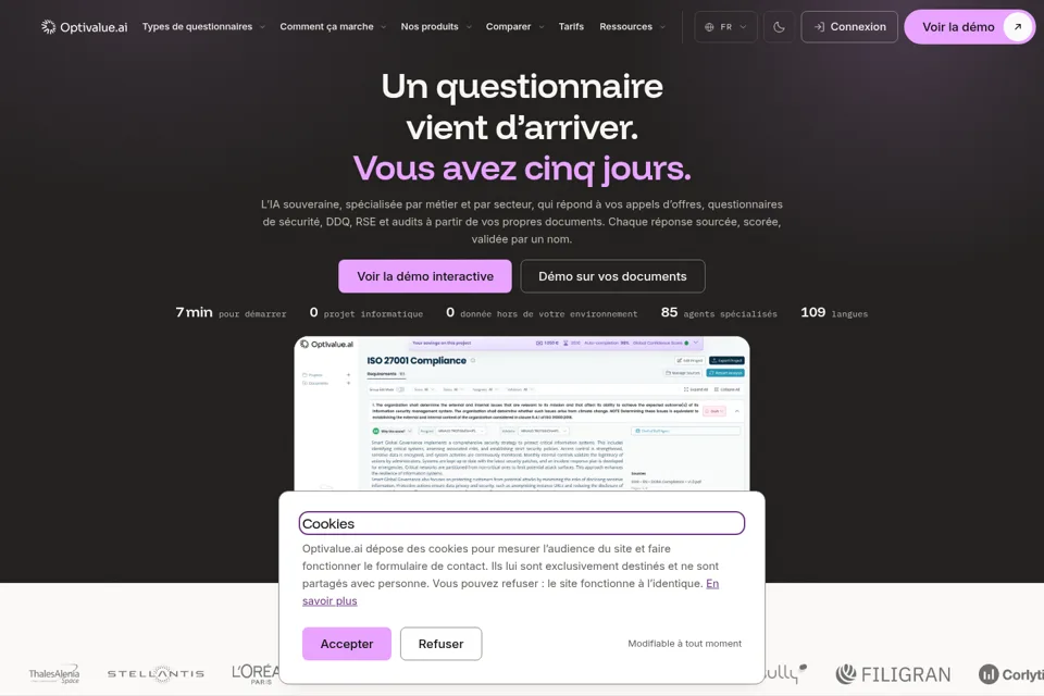 Aperçu de la landing page