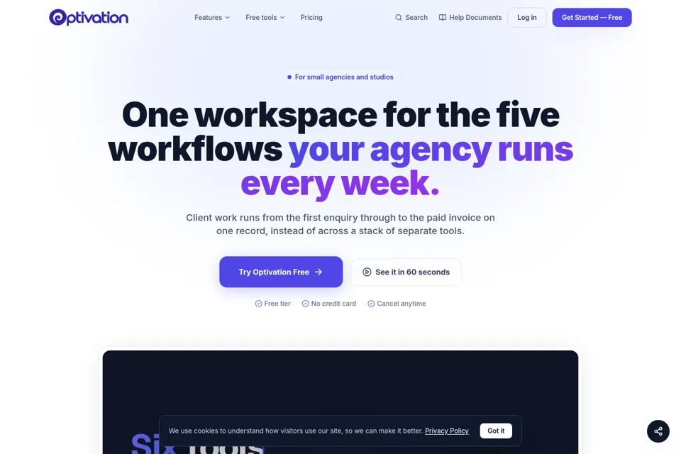 Aperçu de la landing page