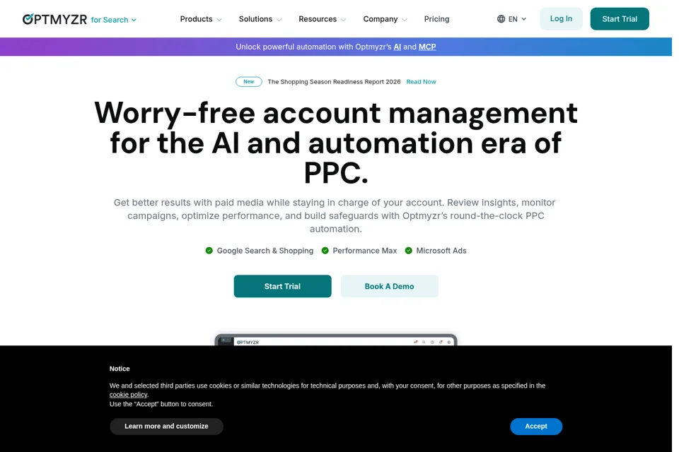 Aperçu de la landing page