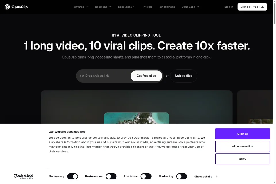 Aperçu de la landing page