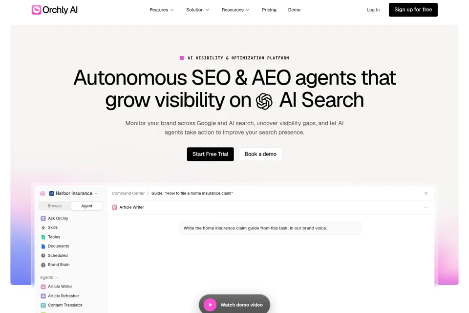 Aperçu de la landing page