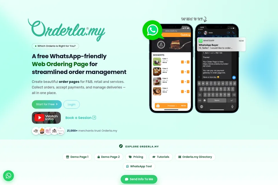 Aperçu de la landing page