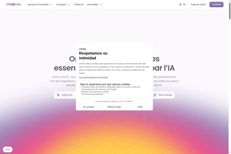 Aperçu de la landing page