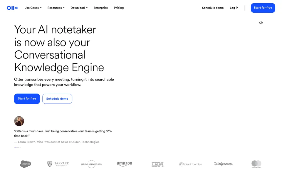 Aperçu de la landing page
