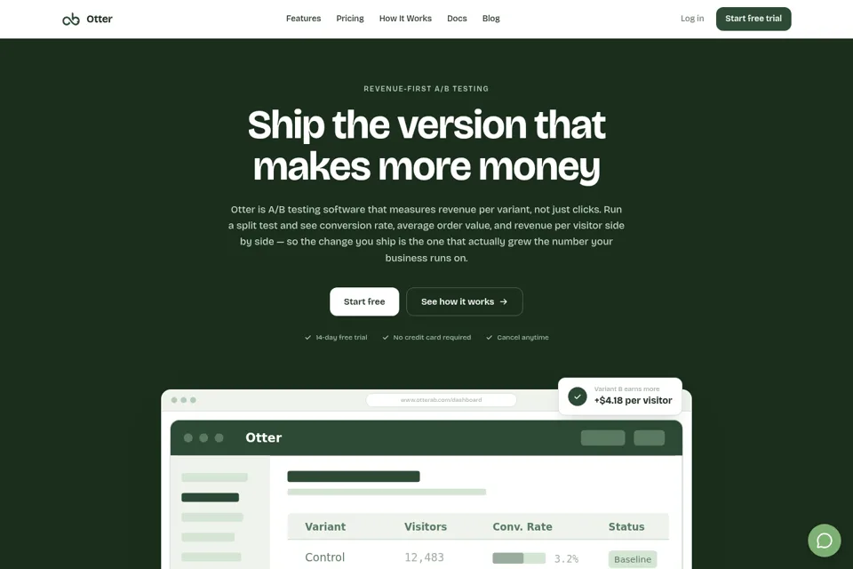 Aperçu de la landing page